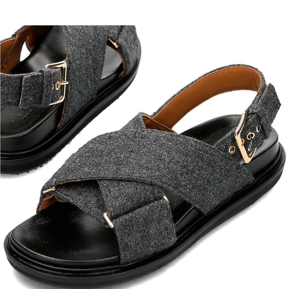Marni Gray Crisscross Sandals